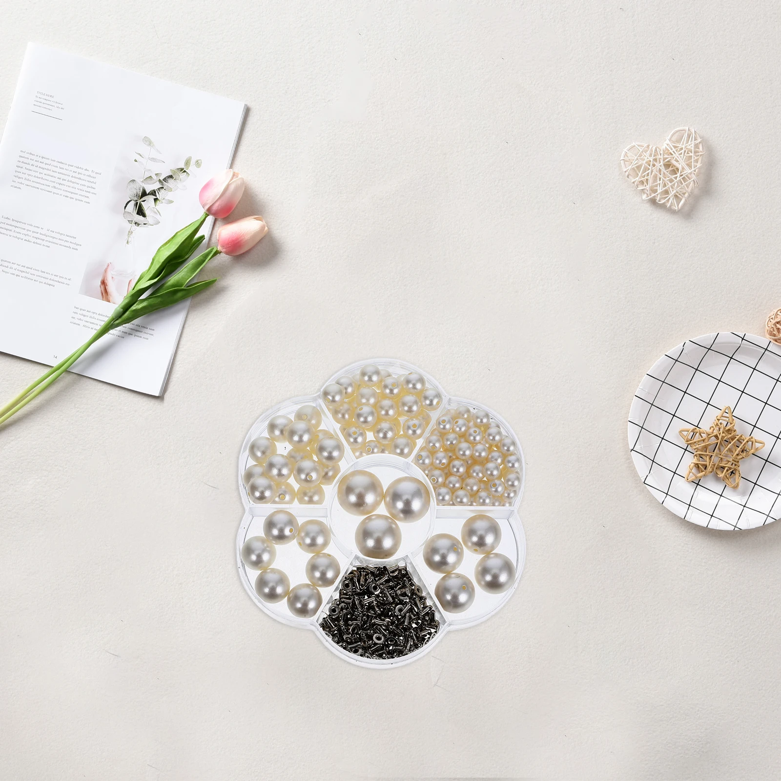 

Faux Pearl Rivet Studs Small Pearl Beads Holes for Jewelry Making DIY Bracelets Clothing Embellishments Craft Beads