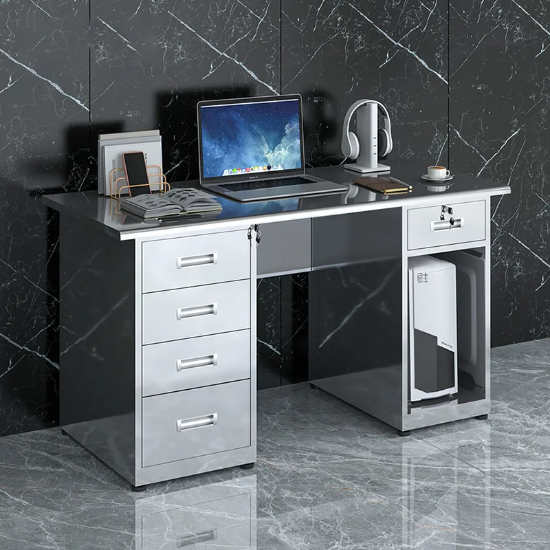 Mesa de aço inoxidável oficina limpa mesa de trabalho com gavetas mesa de escritório console médico mesa de computador de laboratório