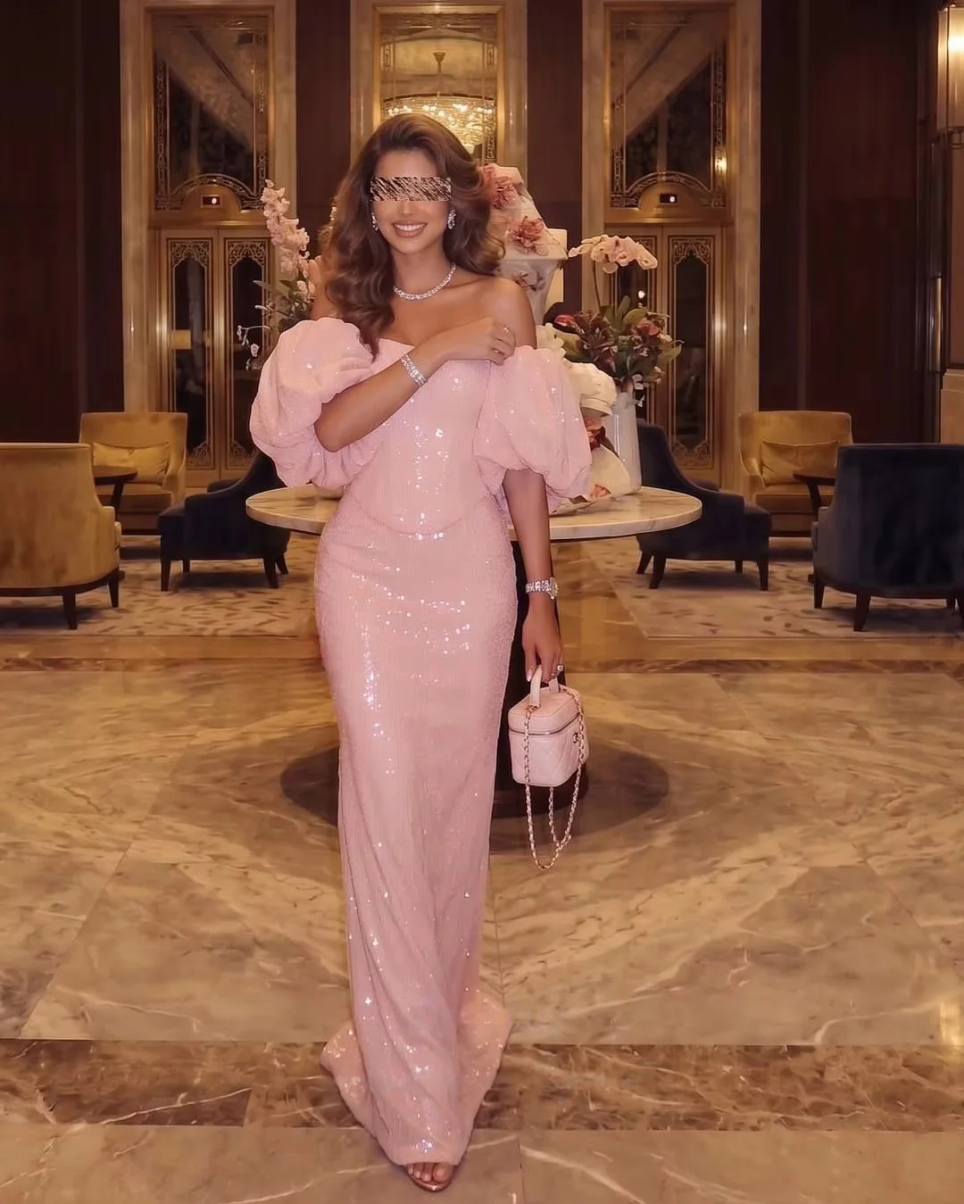 Pink Sparkly Strapless Long Bespoke Occasion Gown Evening Dresses Prom Pastrol Unisex Jersey Retro Dubai Saudi Arabic Customized