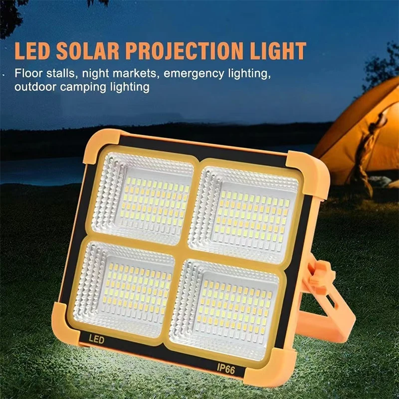 

New Rechargeable Solar Flood Light Outdoor Portable LED Reflector Spotlight Rechargeable Projector Floodlight Construction Lamp