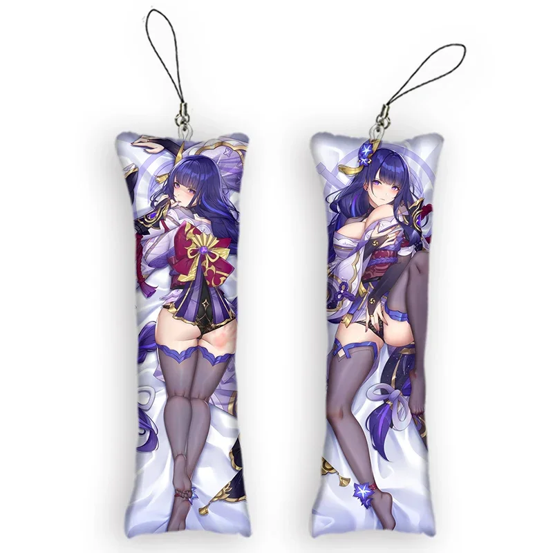 4x12cmGenshin Impact Baal Mini Dakimakura Keychain Cute Anime Key Chain Decor Pendant Raiden Shogun Bag Backpack Pendants