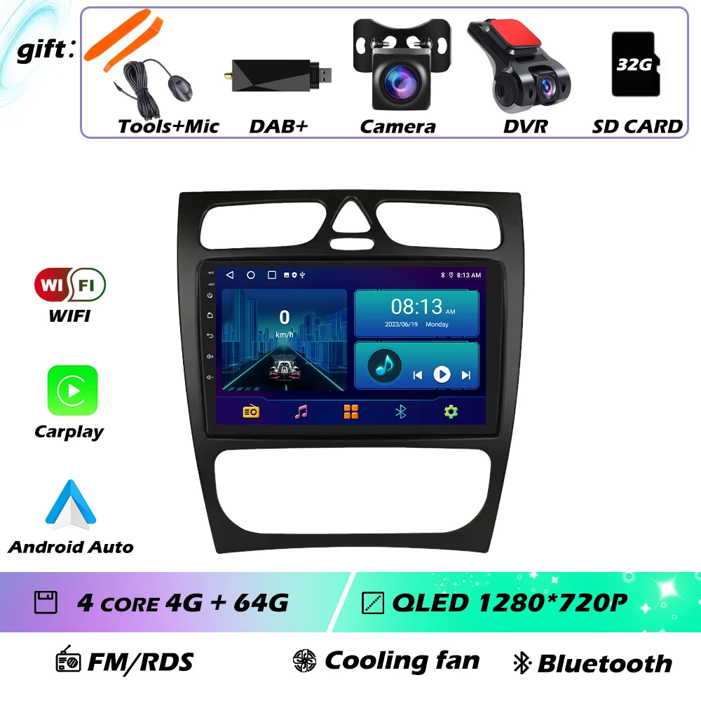 Voor Mercedes-Benz EEN W168 C W203 G W463 Vaneo Vito Viano CLK Klasse C209 Android GPS Autoradio Multimedia Video speler Carplay 4G
