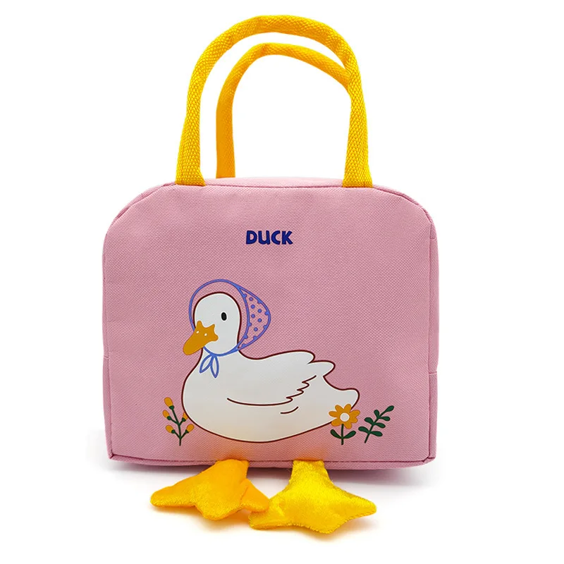 Fashion Little Yellow Duck Children\'s Cartoon Portable Bento Box Thermal Insulation Cooler Bag Insulation Bag Outdoor Lunch Bag