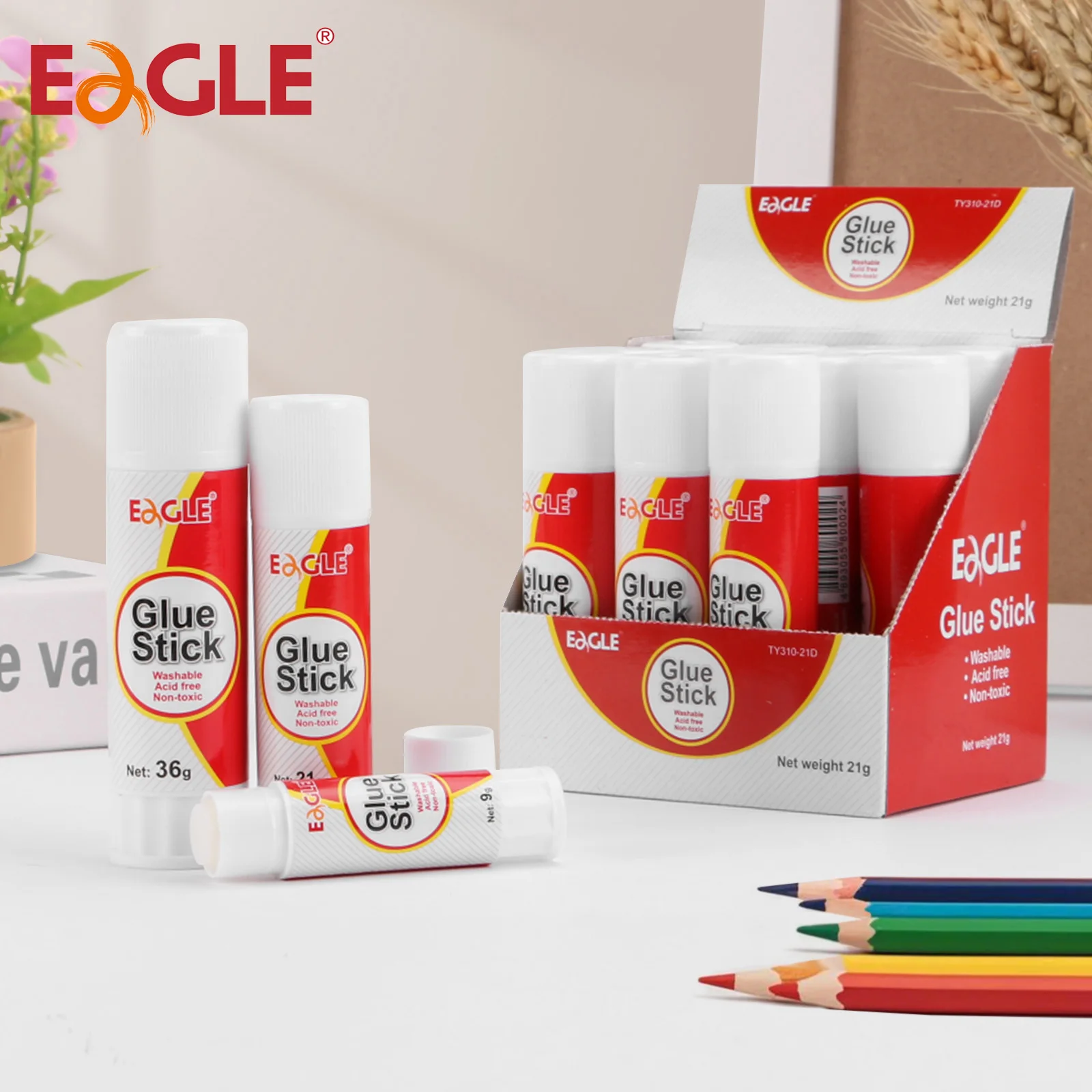 

Клей-карандаши EAGLE, твердый клей с высокой стойкой, моющийся клей ручной работы, школьные принадлежности для поделок, без кислот