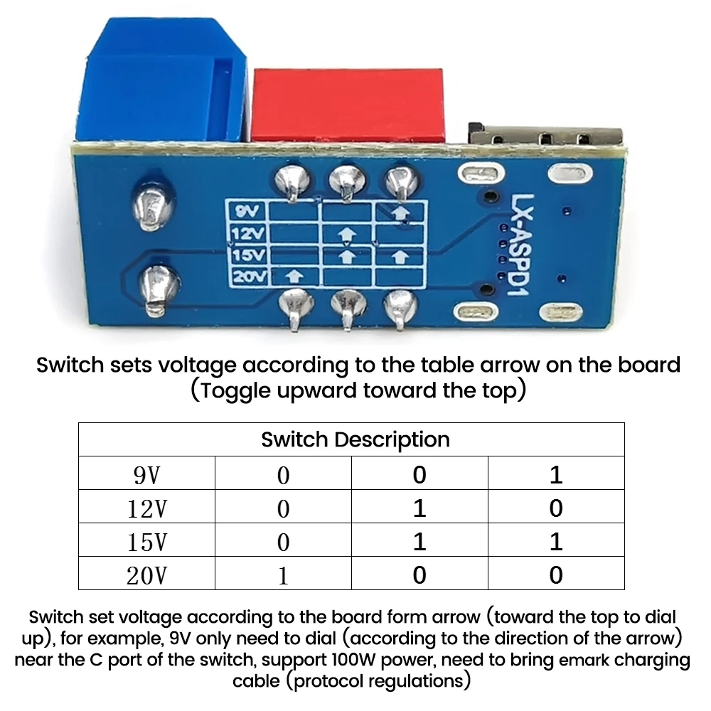 USB-C pd/qc Trigger Board Modul 5 v9v12v20v einstellbare Spannung Dip-Regelung Schnell ladung USB Typ C Power Delivery Boost-Modul