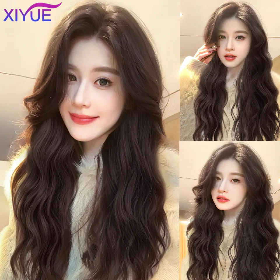 XUTYE Wig Women's Long Hair Full Head Set with Natural Synthetic Hair Water Ripple Daily Full Top Wig Set