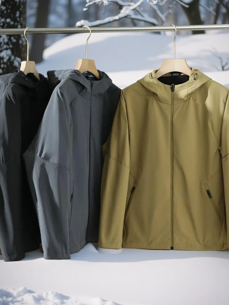 

Мужская куртка Dijia 4D с капюшоном, ветрозащитная, водонепроницаемая, теплая, из флиса, удобная, молодежная, модная, осенняя верхняя одежда