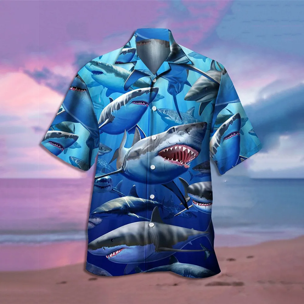 

HX Fashion Men's Shirts Marine Life Shark 3D Printed Casual Shirt Short Sleeve Beach Shirts for Men Clothing Dropshipping