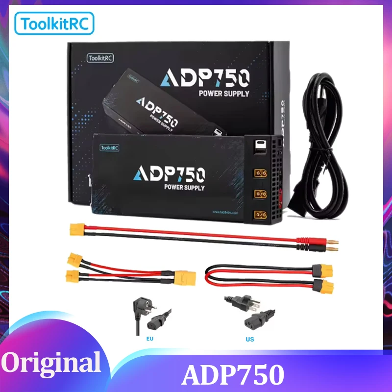 

ToolkitRC ADP750 Power Supply Adapter 750W XT90 XT60 output 12V 30A AC input 100V-240V for ToolkitRC Battery Charger