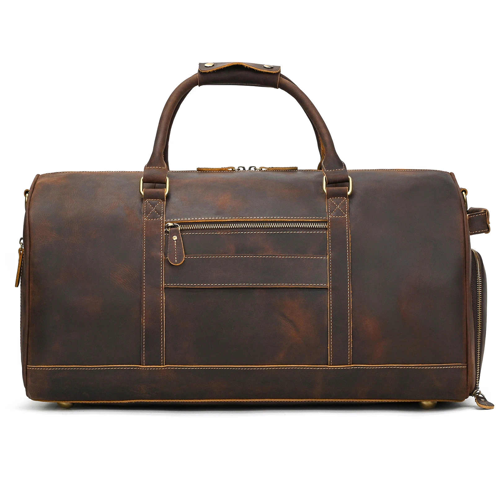 

Men's Travelling Bag Genuine Leather Luxury Fashion Style Travel Handbag Carry on Travel Bag Luggage with Shoe Compartment Male