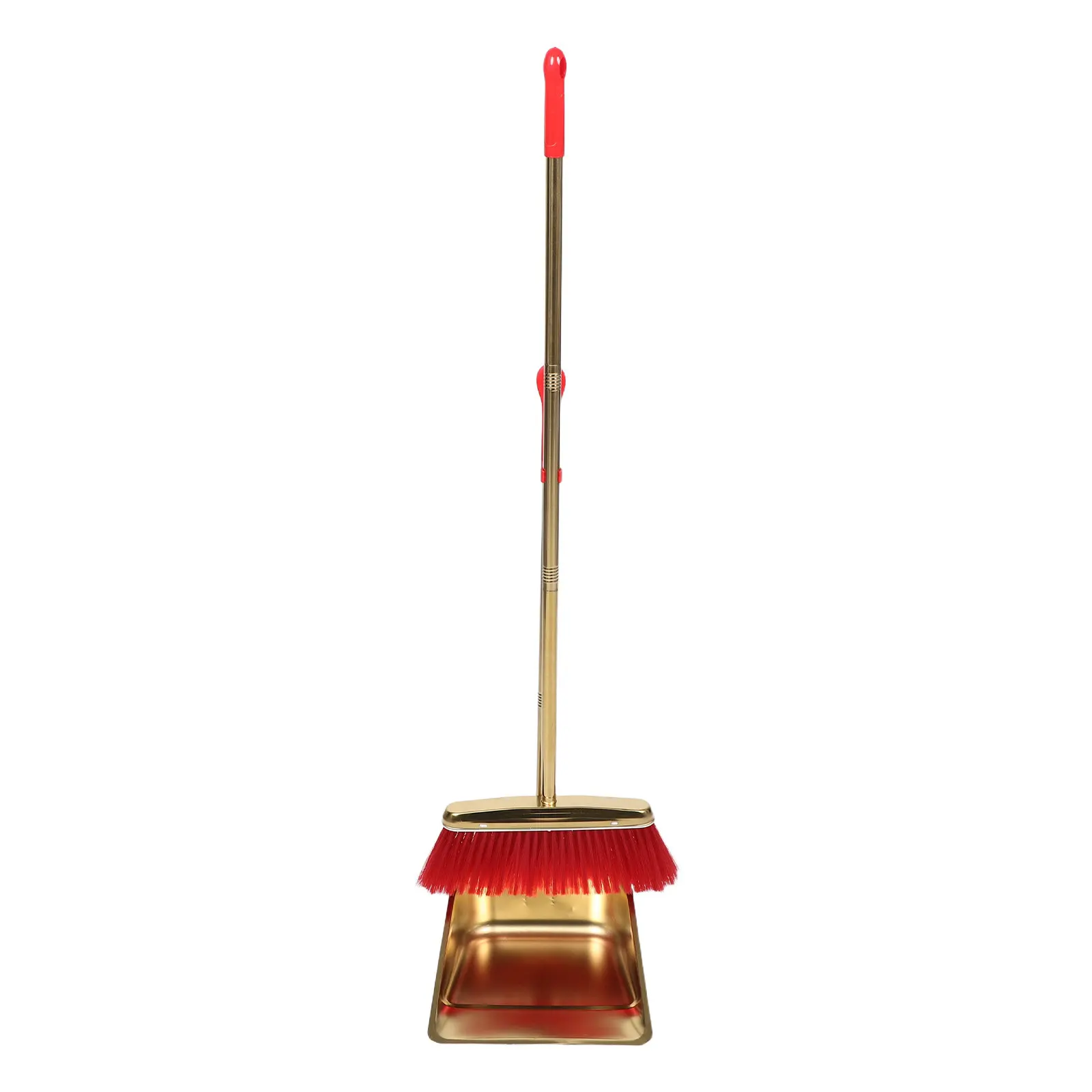 1Set House Broom and Dustpan Combo Gold Stainless Steel Dustpan Teeth Hair Removal Indoor Kitchen Cleaning Portable Compact