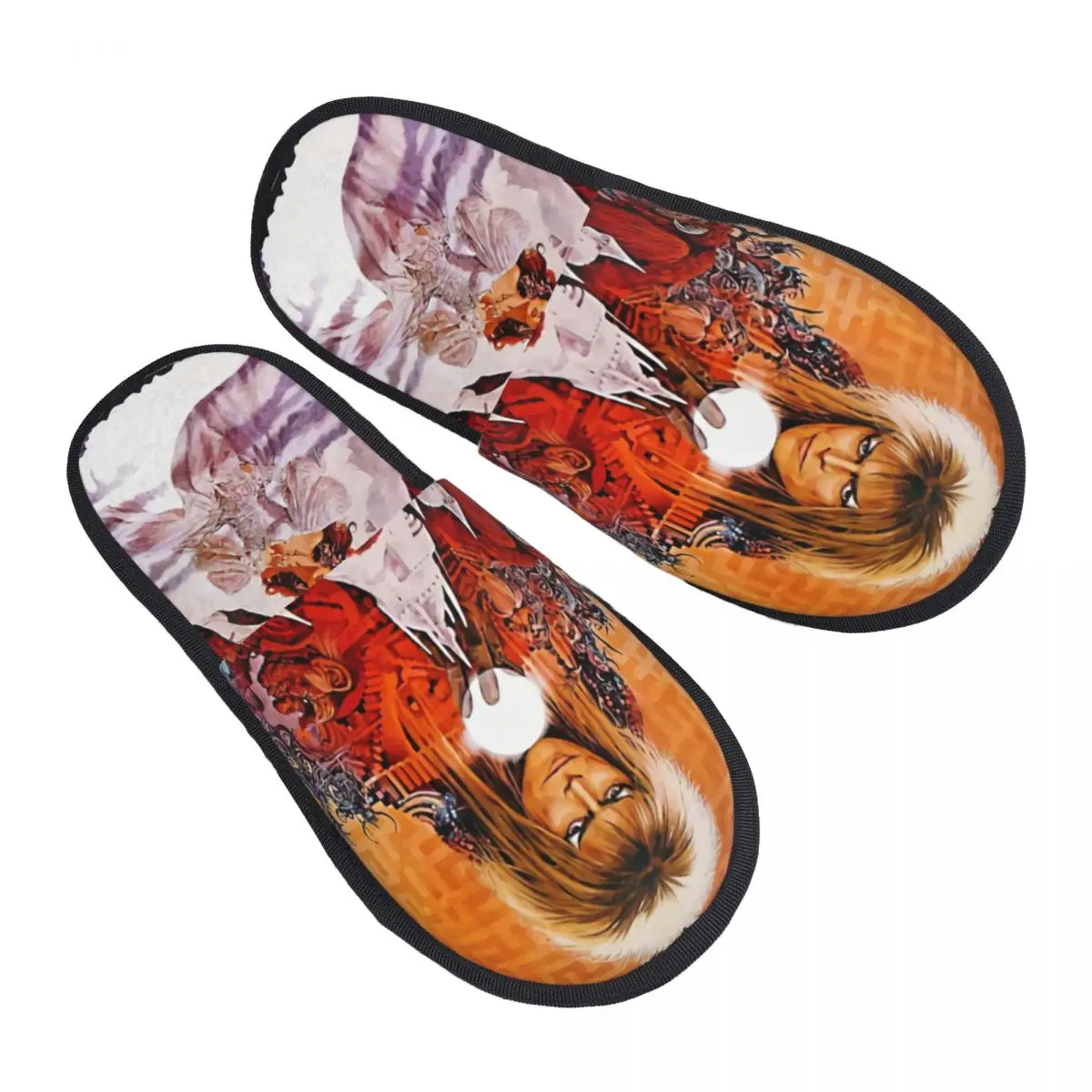 Custom Vintage Labyrinth Memory Foam Slippers Women Comfy Warm Jareth The Goblin King House Slippers