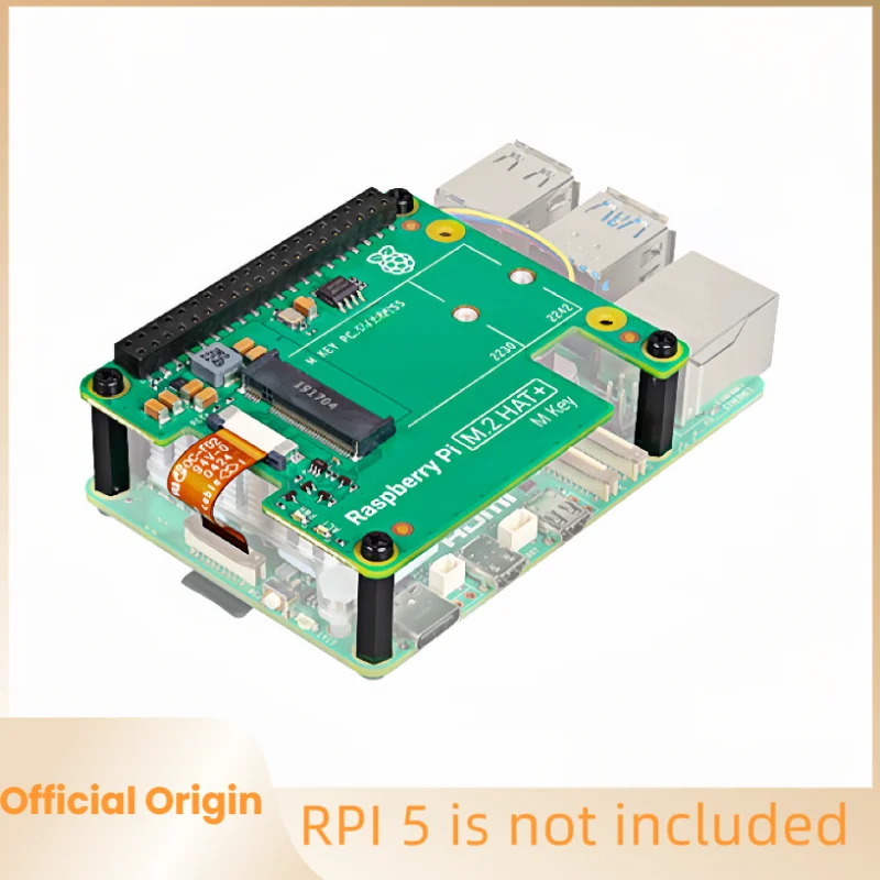 Placa oficial Raspberry Pi 5 M.2 HAT + PCIe a M.2 NVMe SSD con 2230/2242 16 pines para Pi5
