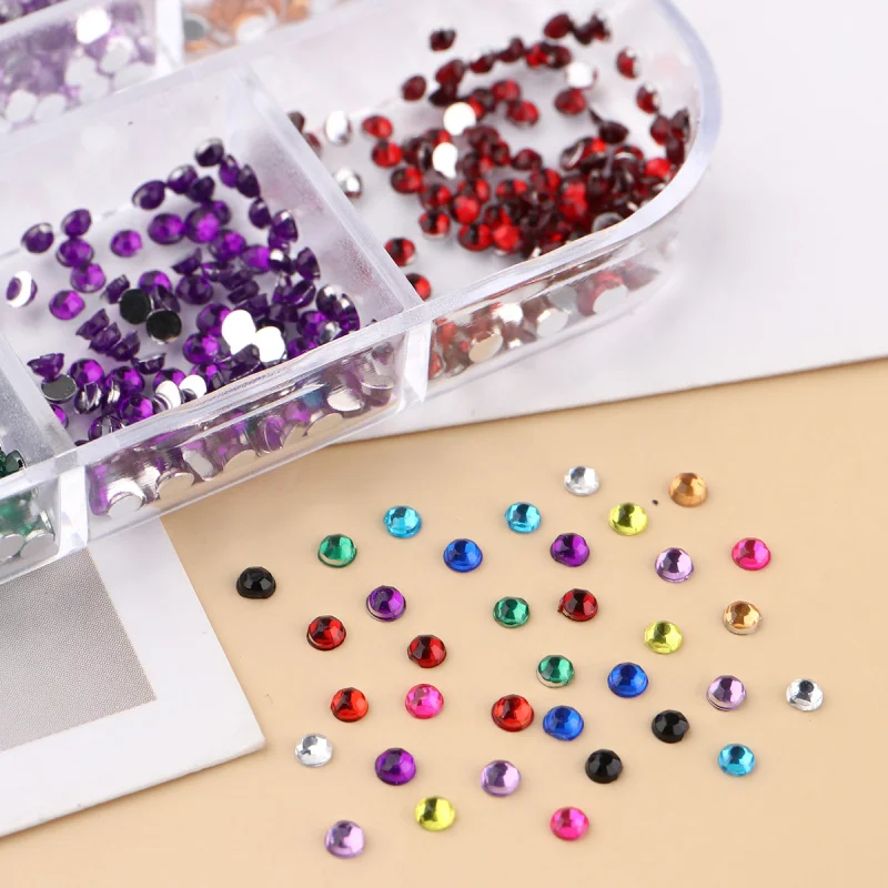 12 Gitter 3D Mini Bunte Nagelrhinesteine Elegante Rhombus-, Mond-, Stern-, Herz-, Blumen- und Mehrform-Flachsteine Nagelkunst-Dekoration – Detail 8