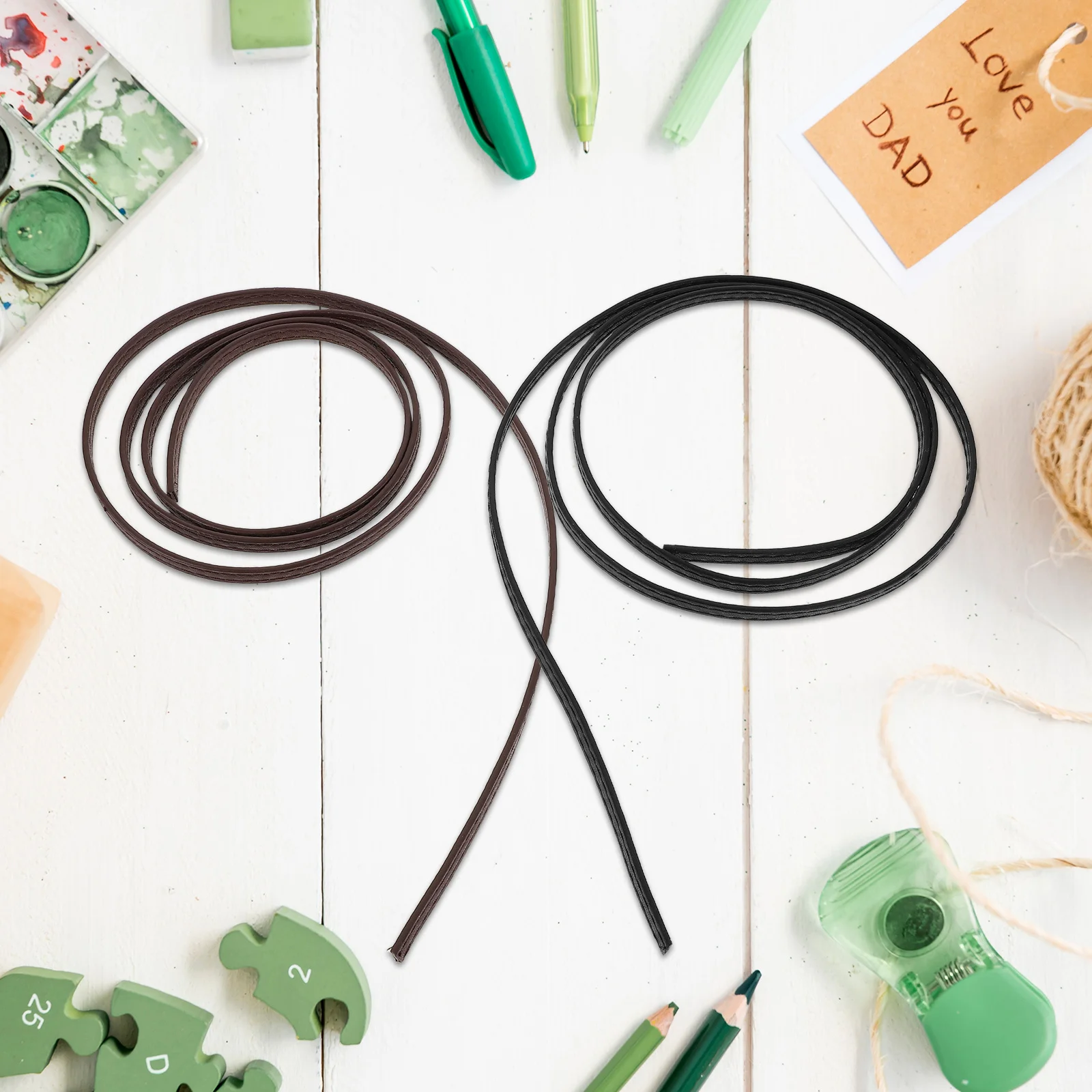 

8Pcs DIY Craft PU Rope 6mm Double Stitched Straps for Jewelry Making Wristband Bracelet Craft String