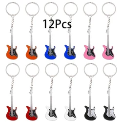 12Pcs Electric Guitar Keychains Keyrings Pendant Charm Decoration Key Holders for Handbag Phone Purse Car Key Accessory