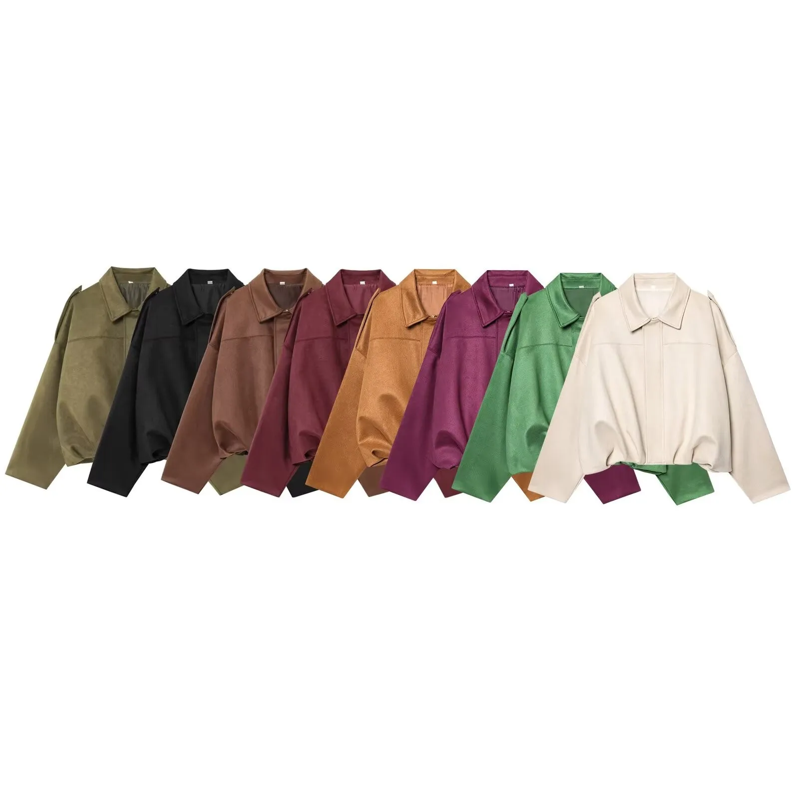 

Fall New ZR Women's Pilot Jaet Outerwear 434455 Loose Fit Polyester Long Sve Zipper Closure Faionable Ladies Coat