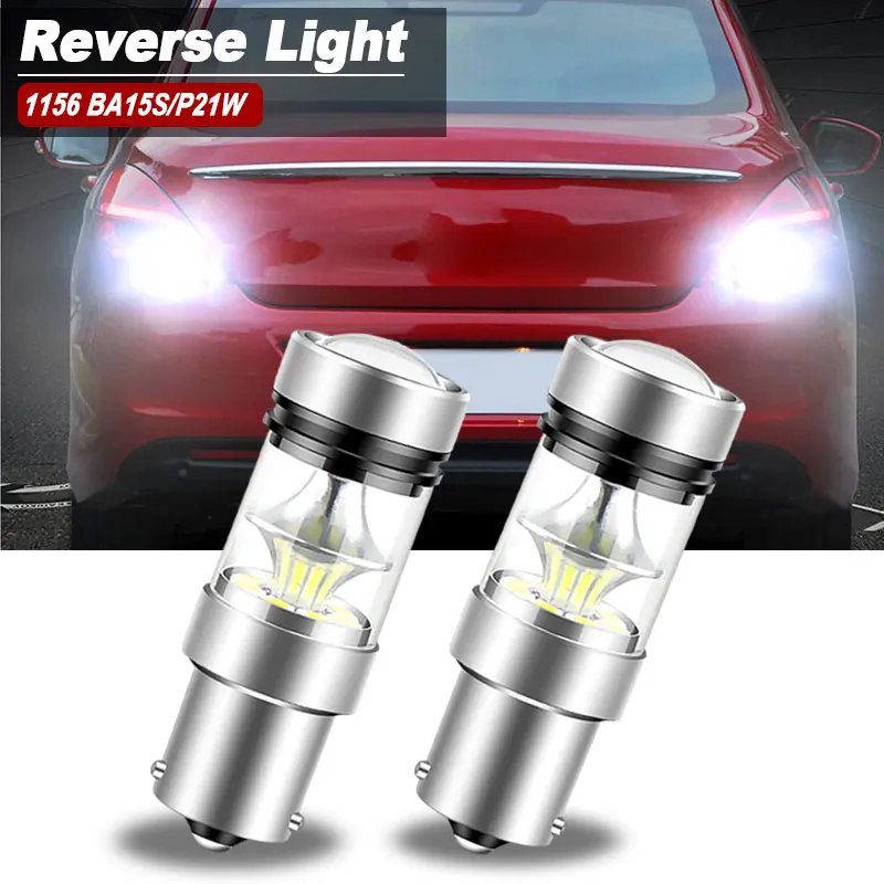 2pcs LED Backup Light Blub Reverse Lamp P21W 7506 BA15S Canbus For Peugeot 106 206 207 208 307 CC SW 308 406 407 408 508 5008