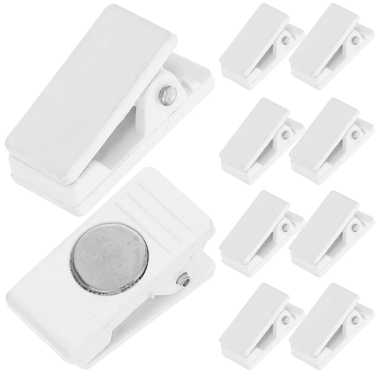 

10Pcs Magnetic Badge Clips Id Card Name Tag Spring Clips for Work Badges Refrigerator Friendly Reusable ABS Steel