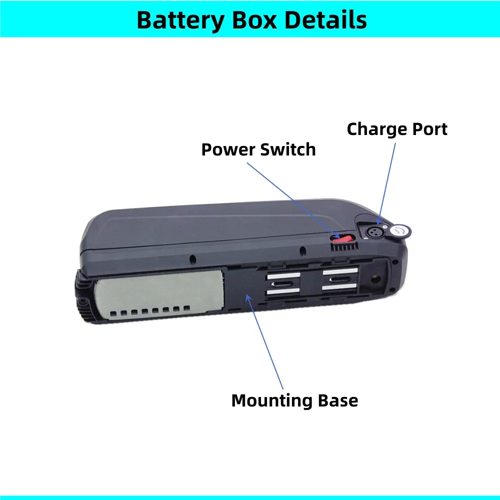 Big Hailong 1-2 Shark Ebike Battery Box Battery Case 24V 36V 48V 52V 60V Down Tube Battery Case z uchwytem do montażu na wsporniku