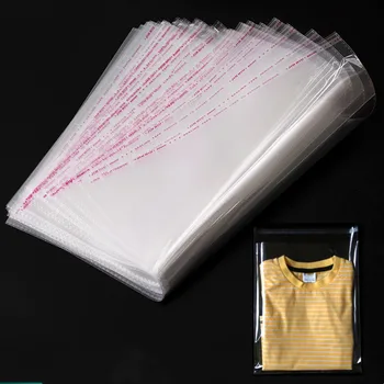 100 ชิ้น/ไม่มีรูพรุนโปร่งใสเสื้อผ้ากระเป๋า Self-sealing ถุงพลาสติกงานแต่งงาน Opp ของขวัญกระเป๋าเสื้อยืดและถุงบรรจุภัณฑ์