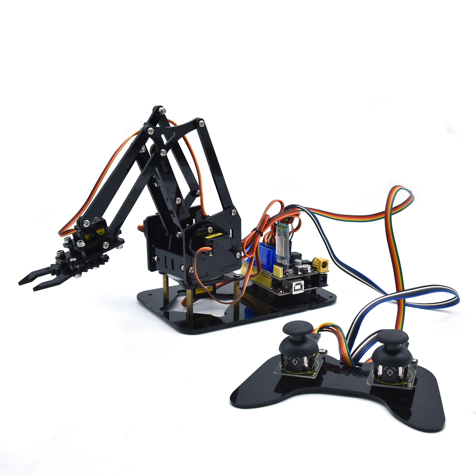 Keyestudio 4DOF Robot Arm Kit Robot Pack Acrylic PS2 Mechanical Claw Toys for Arduino Robot Arm Kit DIY Robot STEM Programming