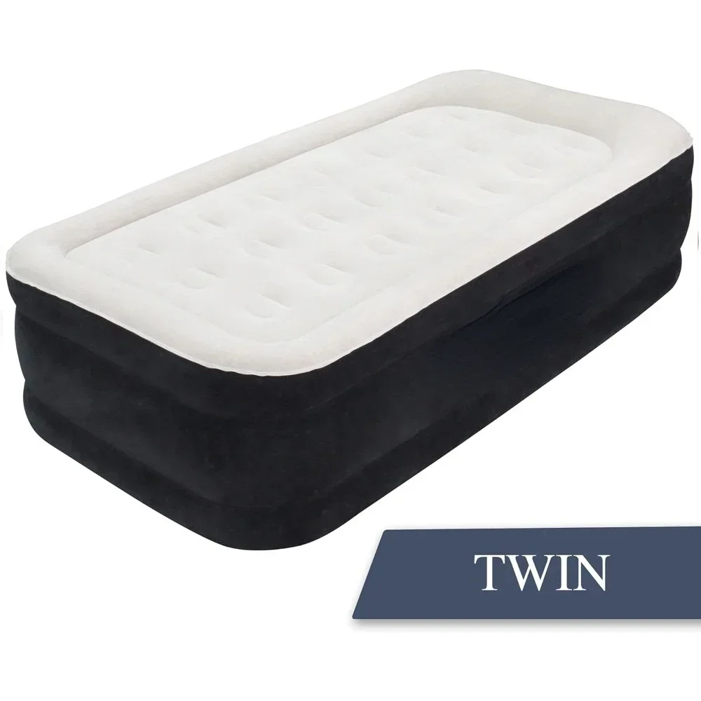 Plush Pillow Top Twin Air Mattress with Built-in High-Speed Pump for Camping, Home & Guests - 20” Twin Size Airbed