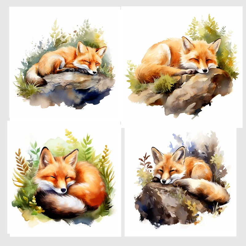 

Watercolor Fox Sticker, Self-Adhesive Wall Decal - Removable, Reusable PVC Sticker for Kitchen & Living Room Decor