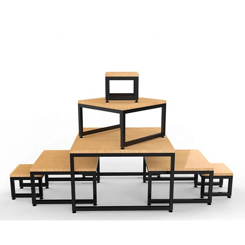 custom.Supermarket Promotion Custom Metal Wood Display Rack Stand Shelf Light Duty Use Milk Wine & Snack Food Beverages