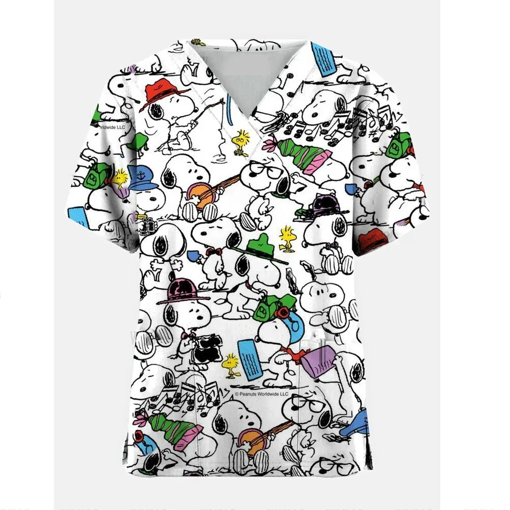 الزي الطبي المطبوع برسوم كارتونية سنوبي، ملحقات الممرضة النسائية، الزي السريري، قمصان عمل طبيب الأسنان، السترات البيطرية