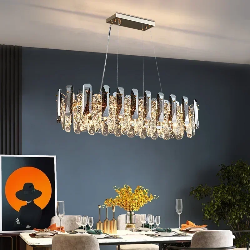 Modern Luxury Crystal Chandelier Glass LED Pendant Light Home Decor Living Dining Room Hanging Lamps