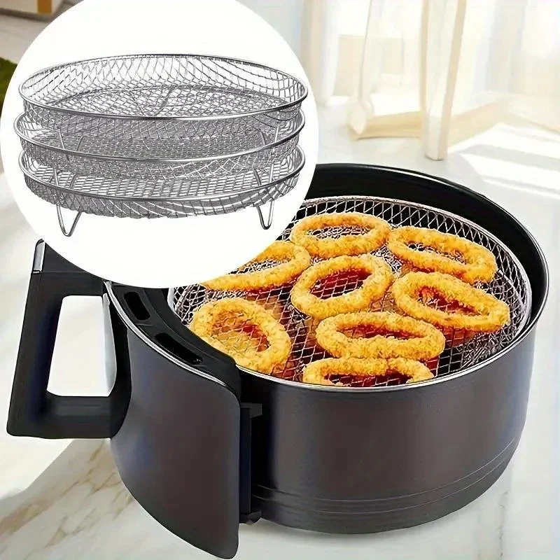 Air Fryer Rack Stainless Steel Steaming Racks Tray Air Fryer Accessories Baking Pan BBQ Gril Roasting Rack Cooking Kitchen Tools