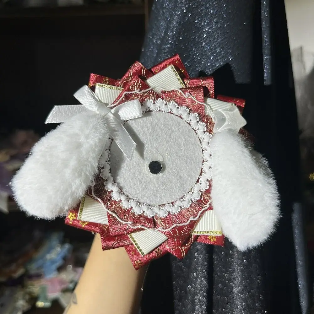 Ribbon Lace Itabag Badge Holder Handmade Pins Display Lolita Badges Holder Decorations Dog Ear Badge Rosette Base Tray
