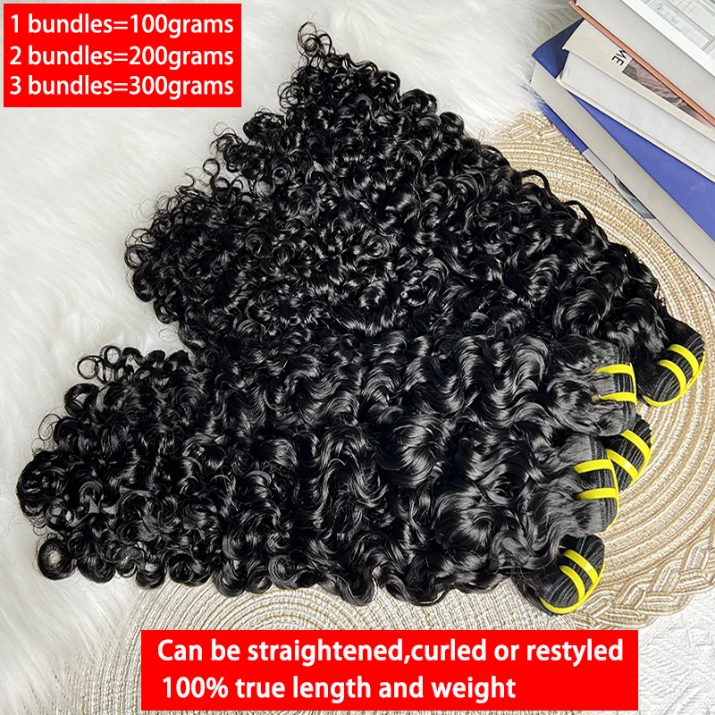 Burmese Curly Raw Virgin Hair Bundles Thick 100% Unprocessed Human Hair Extensions Vietnamese Wavy Bouncy Double Weft Full Head