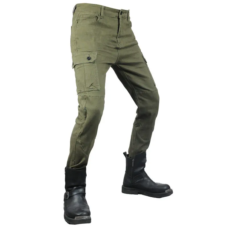 

Men All Season Motorcycle Riding Jeans, CE Protective Kevlar Anti-Fall Pants, Multi Pocket Durable Motorbike Casual Workwear