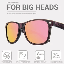 MAXJULI Polarized Sunglasses for Big Heads Men Women,UV 400 Wood Grain Frame Sunglasses 8809