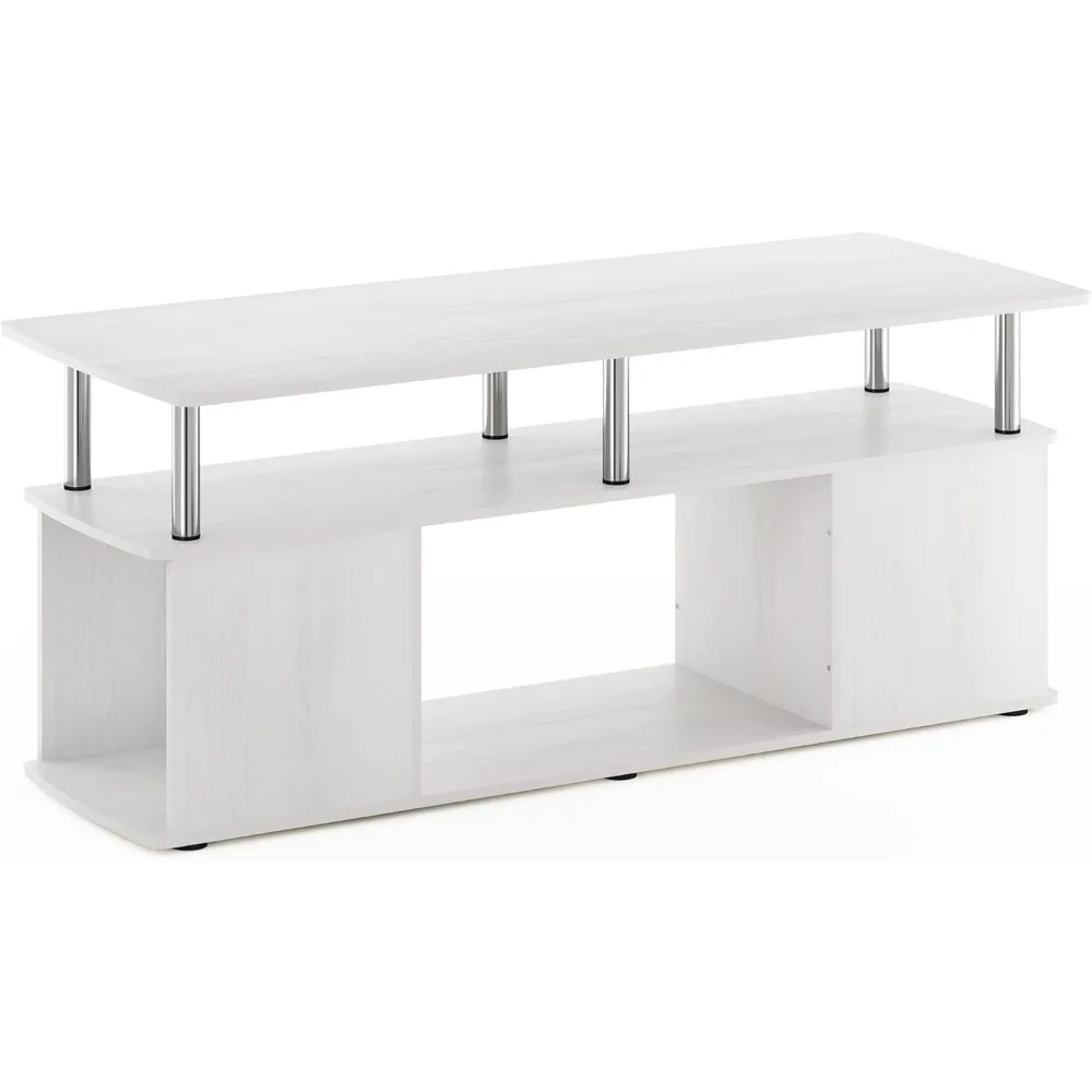 

Jaya Stand for TVs up to 50 Inch with Open Storage, 18.9"D x 47.2"W x 20.12"H, White Oak/Stainless Steel Tube