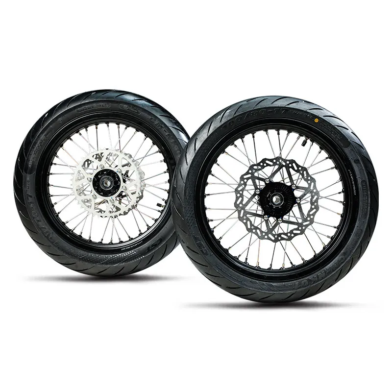 Motorcycle Supermoto Spoke Wheel Assembly Complete Rims With Tires & Brake Disc Modified Replacement Set