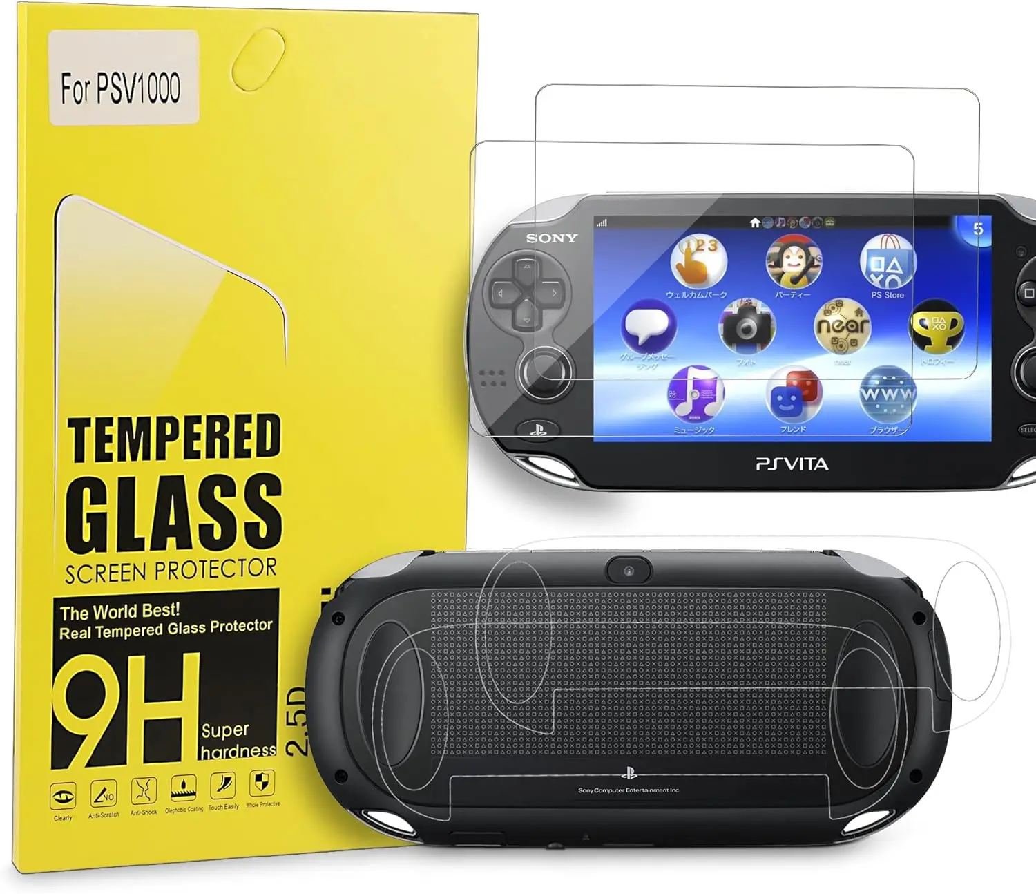 HD Tempered Glass Screen Protector for PS Vita 1000 2000, Front & Back Clear Protective Film Guard Anti-Scratch Bubble-Free