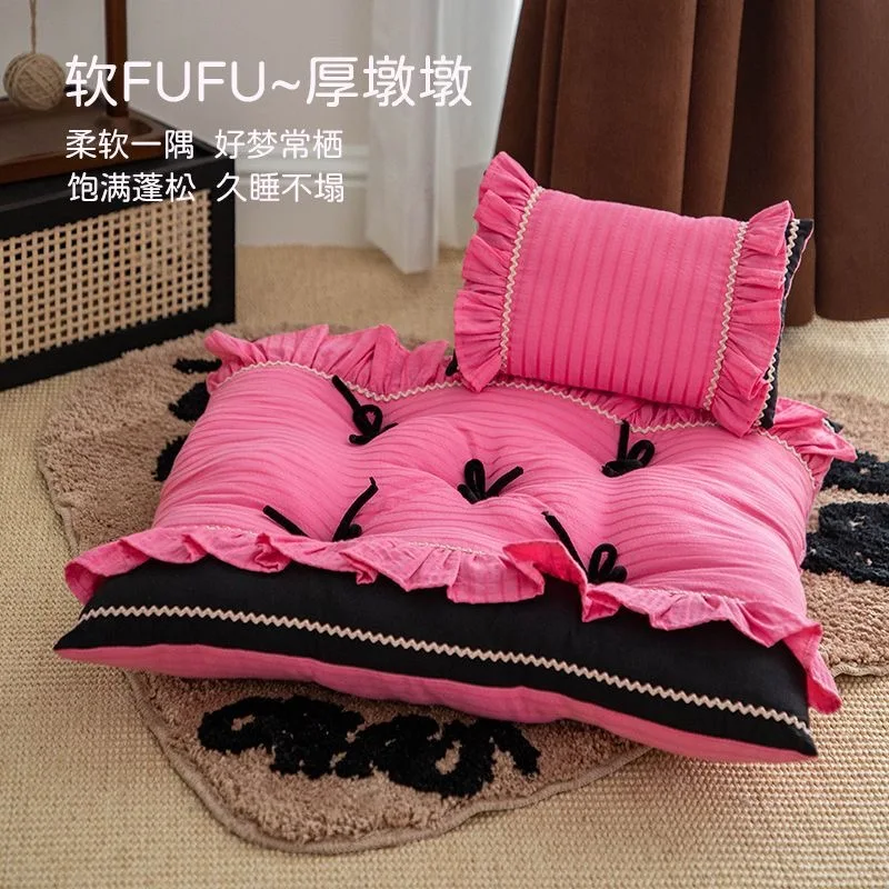 

45*45cm Pink Sleeping Mat Soft Dog Cushion For Small Dog Dopamine Color With Pillows Pet Mat Cat Bed Pet Supplies Cats Mat Beds