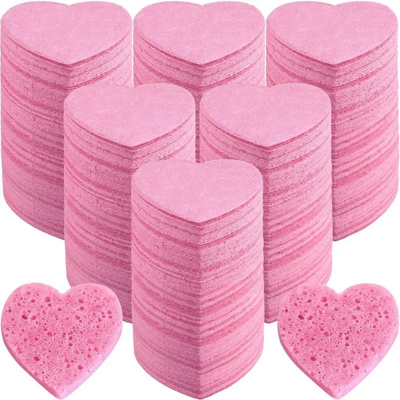 100 Count Compressed Facial Sponges Heart Shape Face Sponges For Cleansing Natural Facial Cleansing Sponges Pads