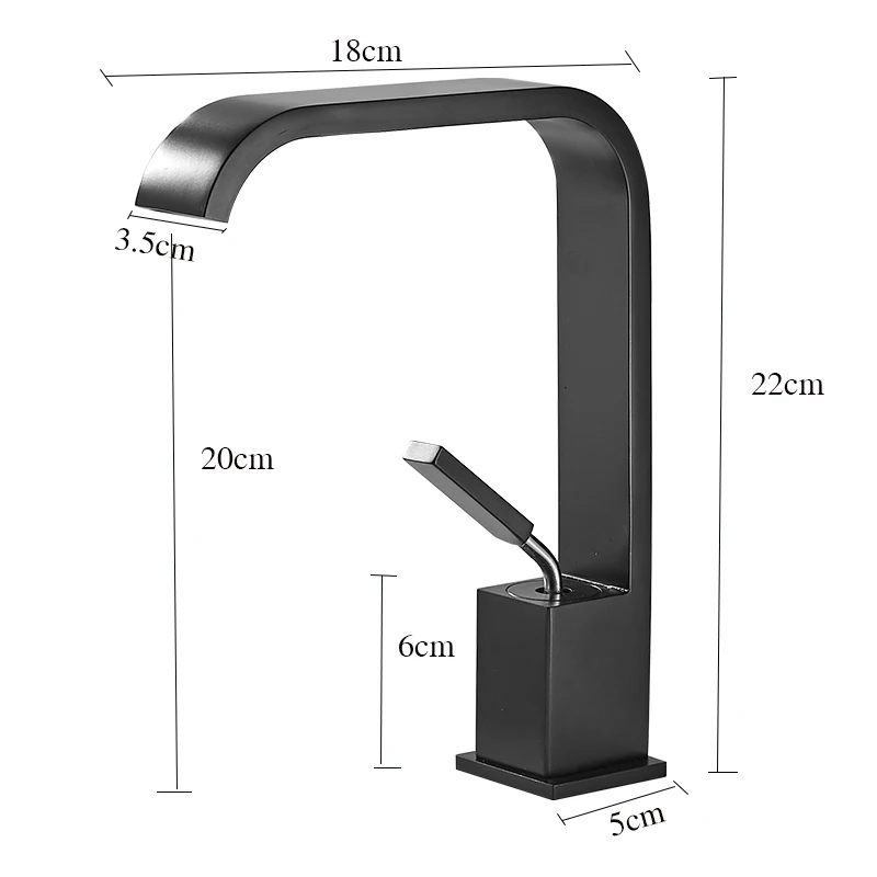 TOLM White Cold and Hot Waterfall Brass Black Chrome White Basin Faucet Mixer Deck Mounted Single Handle Waterfall Tap