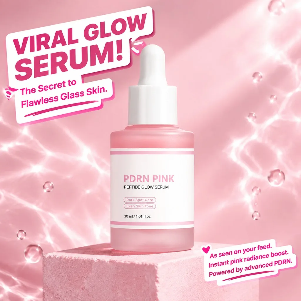 2026 Dark Spots & Dull Skin? 30ml Rose PDRN Pink Peptide Glow Serum - Even Tone, Elasticity, Smoothing, Firming Adenosine