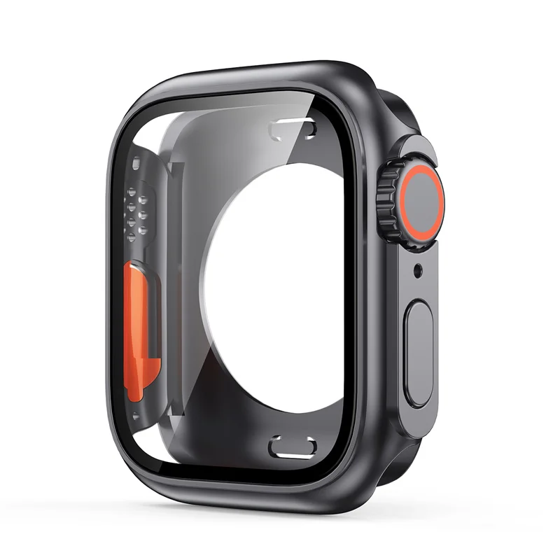 Case with Tempered Glass Screen Protector for Apple Watch 44mm 45mm Series 6/SE/5/4 Cover Change To Ultra for iWatch Accessories