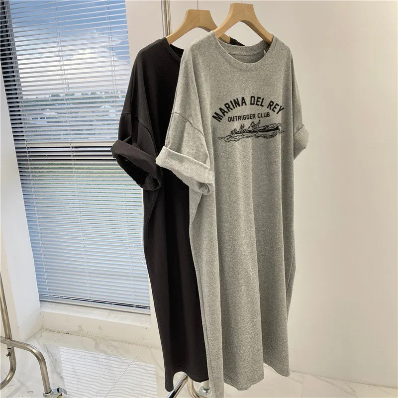 Summer Plus Loose Printed Short Sleeve Dress for Women image 5