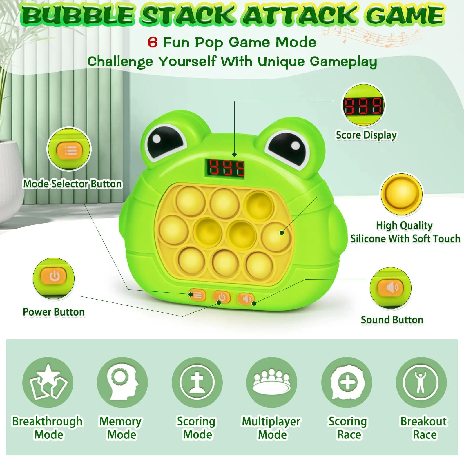 999 Level Electronic Pop Push Quick Push Game Console with LED Display Screen, Suitable for Adult and Child Fidget Toy Christmas