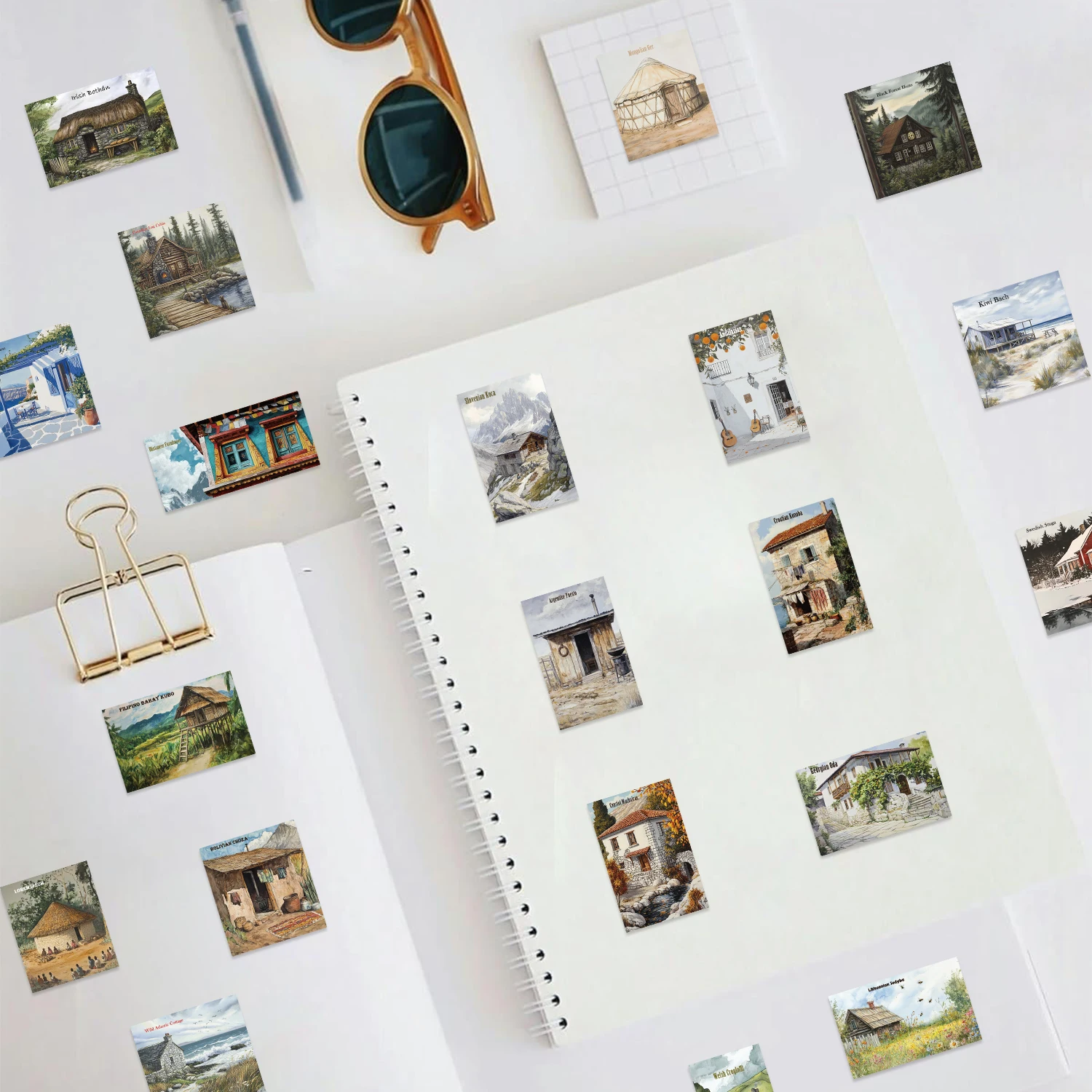 50 pezzi di ambra Haven Village Wall Art adesivi impermeabili scuola per scrapbook journaling laptop paraurti skateboard bottiglia d'acqua