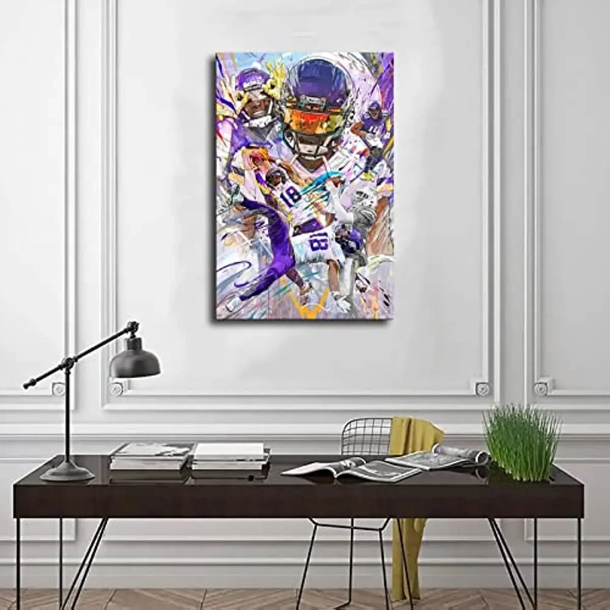 Sports Star Poster Justin Jefferson Canvas Poster Bedroom Decor Landscape Prep Room Decor Wall Decoration Metal Wall Sign