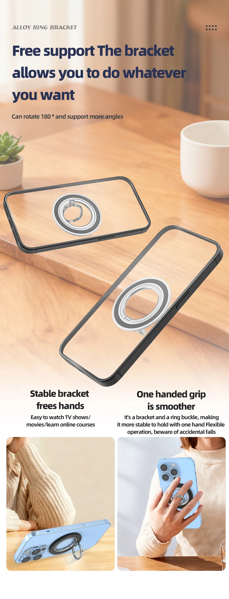 Mobiltelefon, zusammenklappbar, starker Magnethalter für Magsafe Fingerring 360 ° Rotationshalterung Magnetständer für iPhone 16 15 Samsung – Detail 6