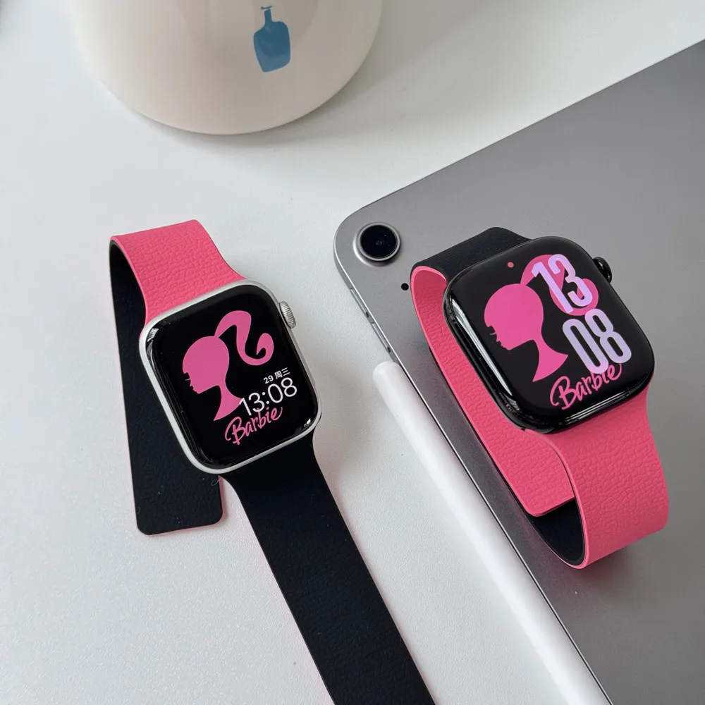 

Магнитная спортивная петля с личи для Apple Watch Band S10/11 42/46 мм 49Ultra 38/40/41 42/44/45 мм силиконовый ремешок для Iwatch 9 8 7 6 5 4